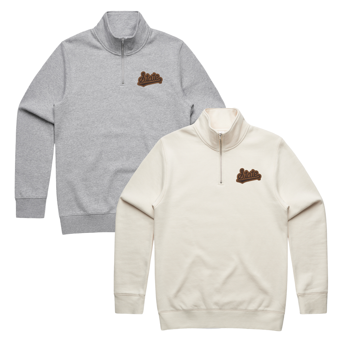 State Script Leather Patch Quarter Zip – Maroon & Co