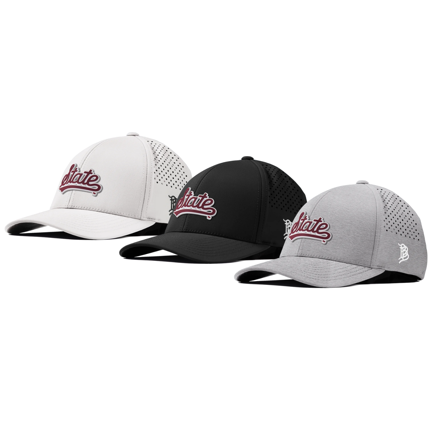 State Script Curved Performance Cap – Maroon Co