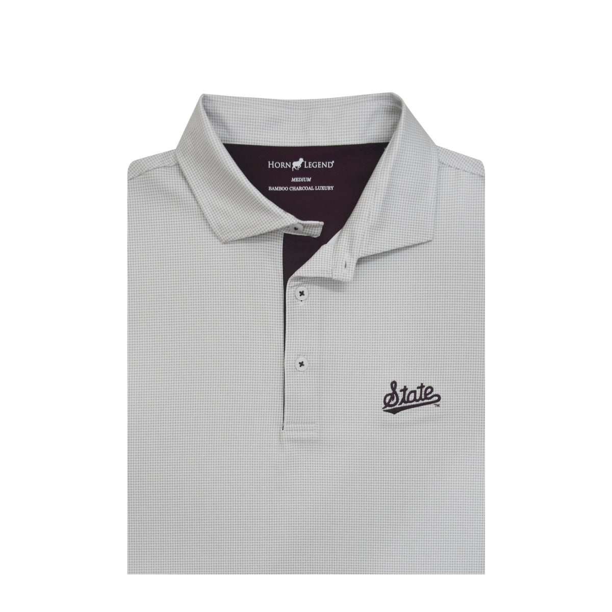 State Script Grey Polo – Maroon & Co