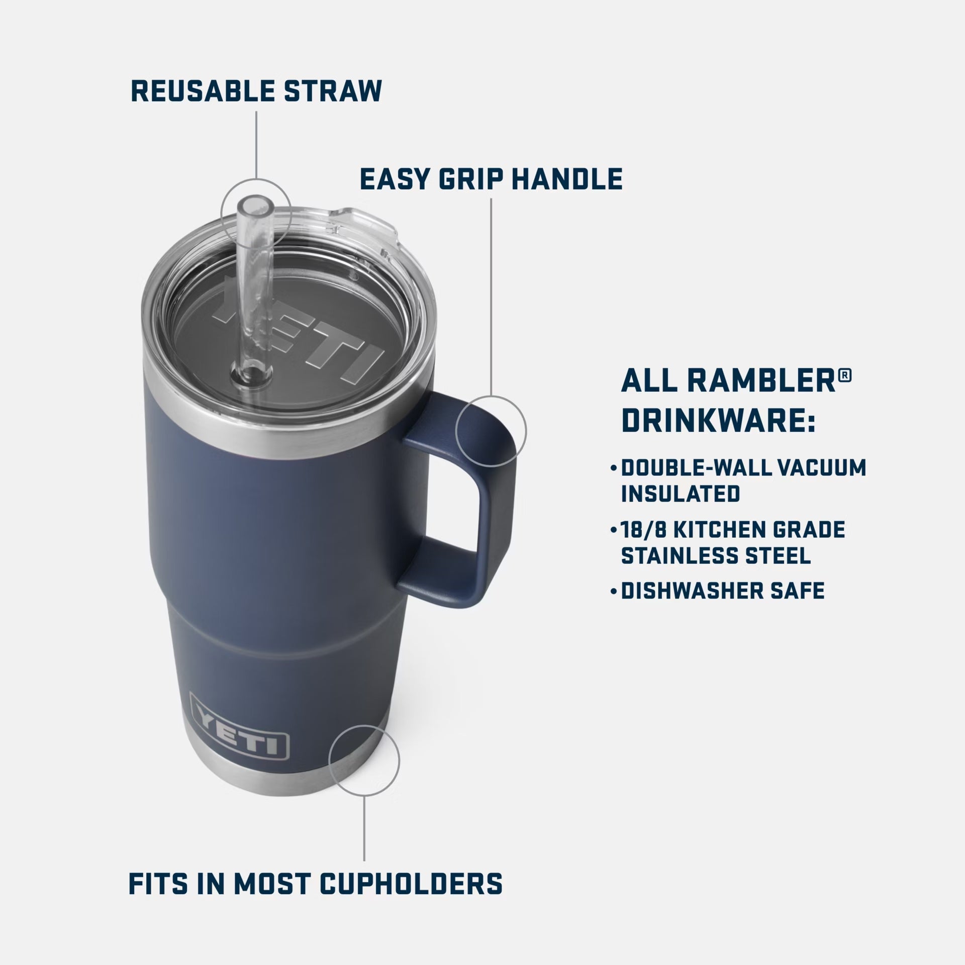 YETI Rambler 26 oz Straw Cup, Vacuum Insulated, Stainless Steel with Straw  Lid, Power Pink