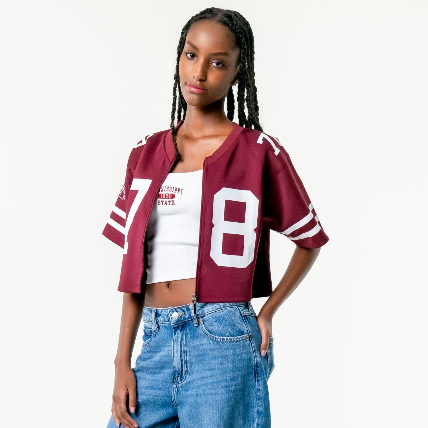 Mississippi State Zip-Up Crop Jersey – Maroon & Co