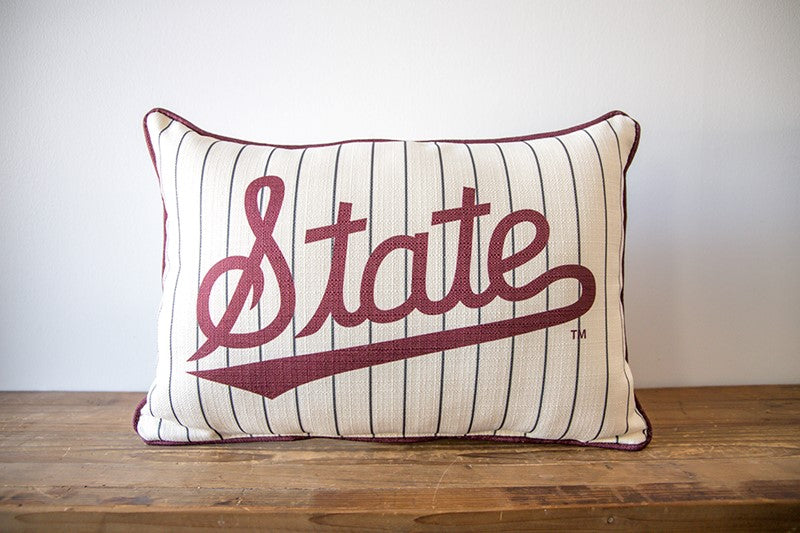 State Script Pinstripe Pillow – Maroon & Co